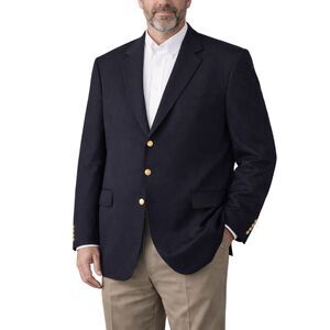 Big & Tall Palm Beach 54L Navy Gold Button Blazer Sport Coat Classic Business